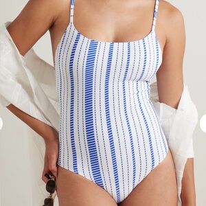 Lemlem Blue and White Striped Swimsuit. NEW WITH TAGS. Size small.